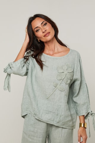 Blusa in lino - Verde