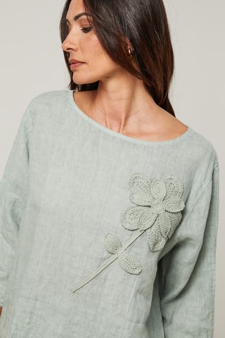 Blusa in lino - Verde