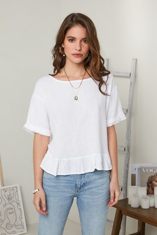Top in lino - Bianco