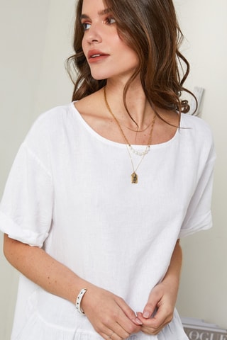 Top in lino - Bianco