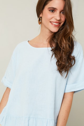 Top in lino - Blu