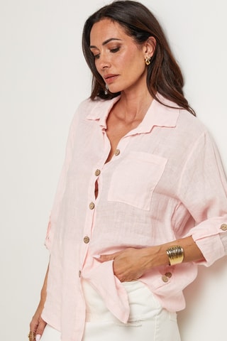 Camicia in lino - Rosa