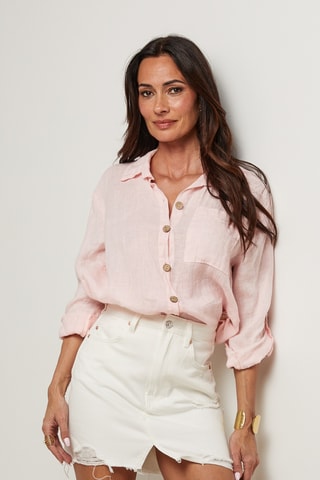 Camicia in lino - Rosa