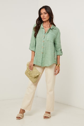Camicia in lino - Verde