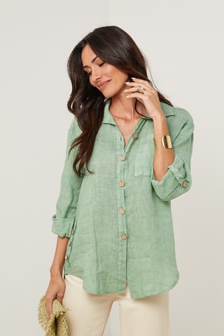 Camicia in lino - Verde