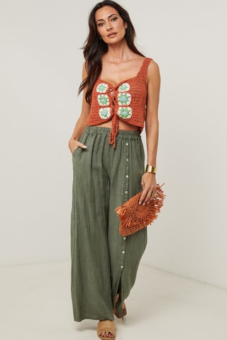 Pantaloni in lino - Kaki