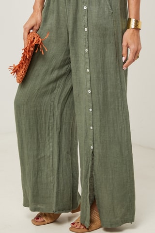 Pantaloni in lino - Kaki