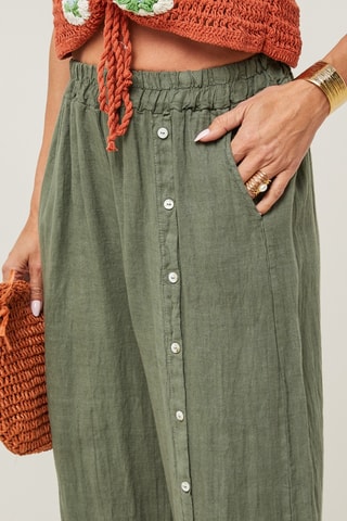 Pantaloni in lino - Kaki