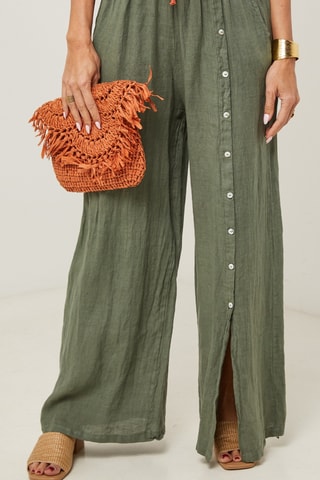 Pantaloni in lino - Kaki