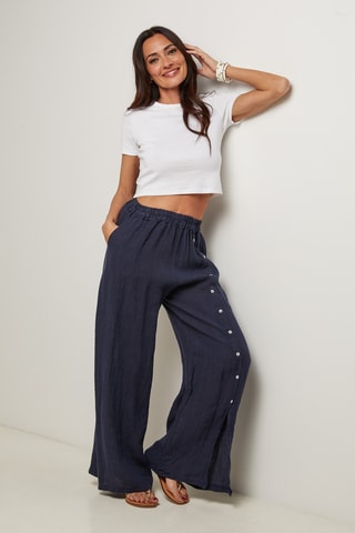 Pantaloni in lino - Blu