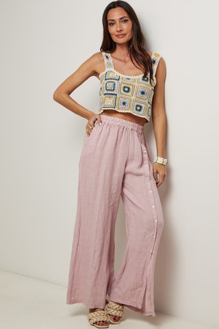 Pantaloni in lino - Rosa
