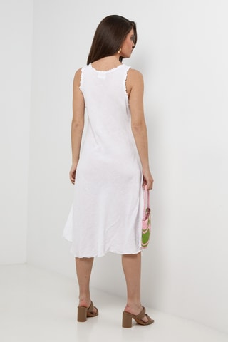 Abito midi in lino senza maniche - Bianco