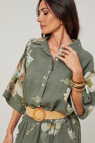 Camicia in lino - Kaki