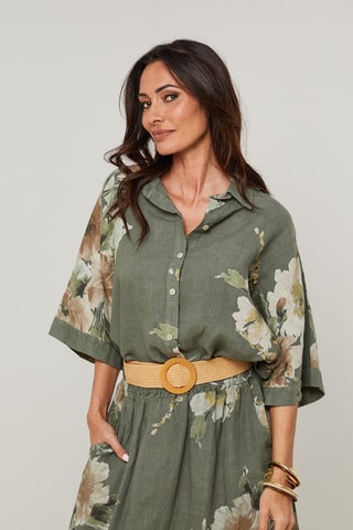 Camicia in lino - Kaki