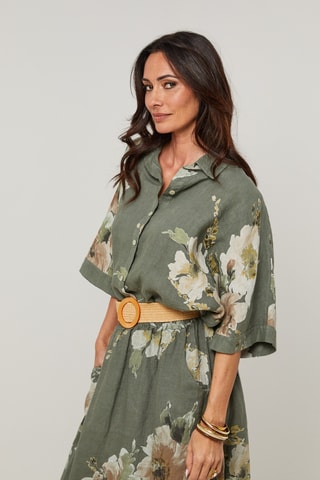 Camicia in lino - Kaki