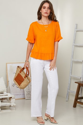 Top in lino - Arancione
