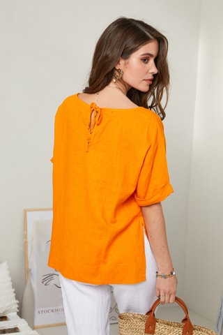 Top in lino - Arancione