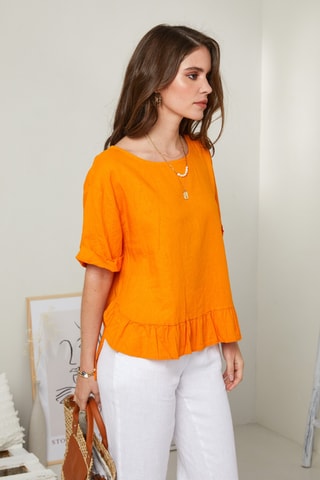 Top in lino - Arancione
