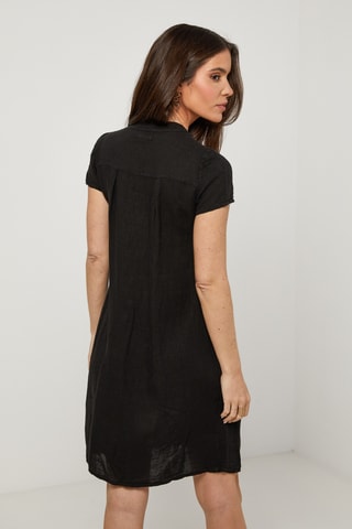 Abito taglio dritto in lino - Nero