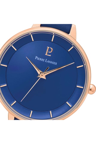 Montre à quartz en cuir - Bleu et doré rose