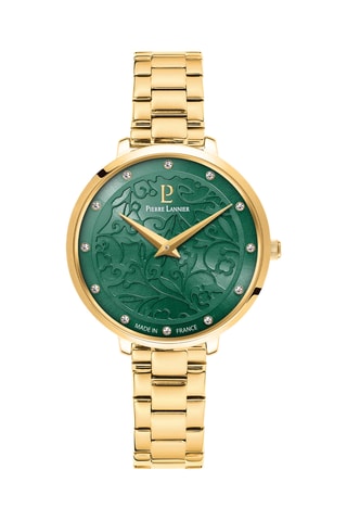 Montre à quartz en acier - Doré et vert