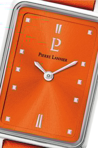 Montre à quartz en cuir - Orange et argenté