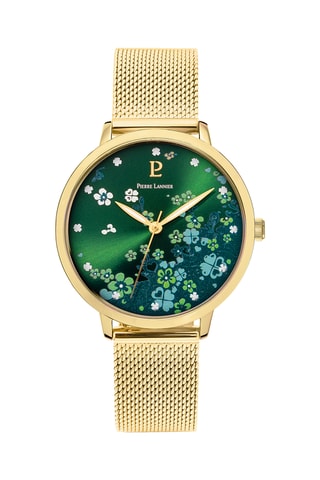 Montre à quartz en acier - Doré et vert