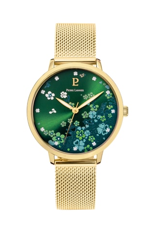 Montre à quartz en acier - Doré et vert