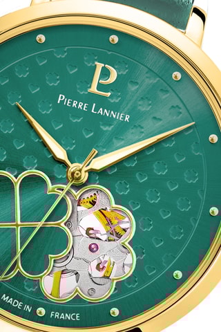 Montre automatique en cuir - Vert et doré