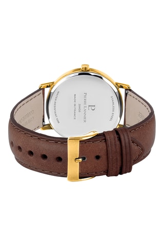 Montre à quartz en cuir - Marrone et doré