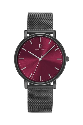 Montre à quartz en acier milanais - Gris et bordeaux