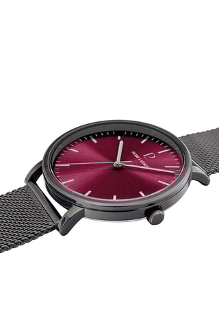 Montre à quartz en acier milanais - Gris et bordeaux