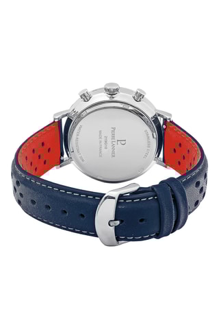 Montre à quartz en cuir - Chronographe - Bleu et argenté