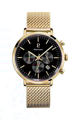 Montre à quartz en acier - Chronographe - Doré et noir