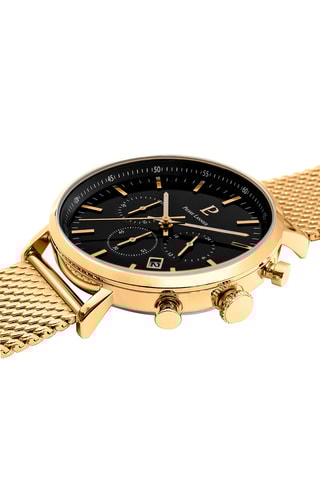 Montre à quartz en acier - Chronographe - Doré et noir