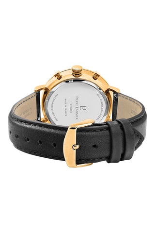 Montre à quartz en cuir - Chronographe - Noir et doré