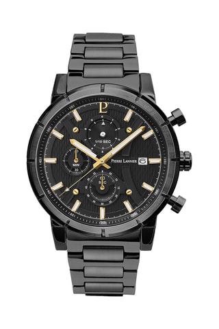 Montre à quartz en acier - Chronographe - Noir
