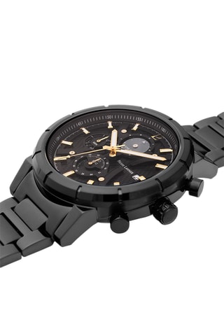 Montre à quartz en acier - Chronographe - Noir