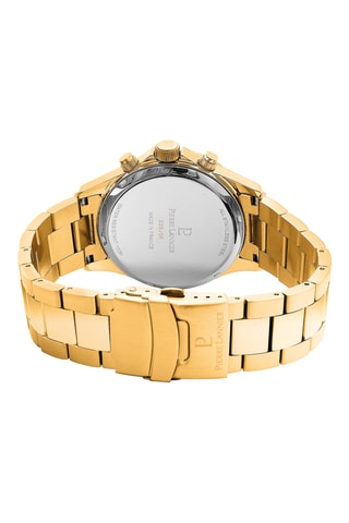 Montre à quartz en acier - Chronographe - Doré et vert