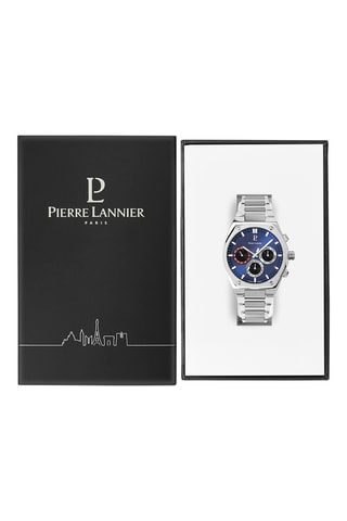 Montre à quartz en acier - Argenté et bleu