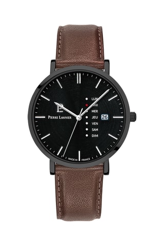 Montre à quartz en cuir - Marron et gris