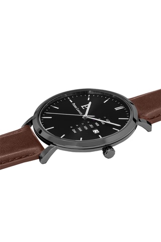 Montre à quartz en cuir - Marron et gris