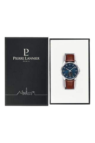 Montre à quartz en cuir - Marron et argenté