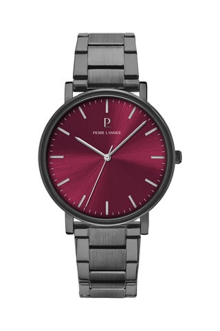 Montre à quartz en acier - Gris et bordeaux