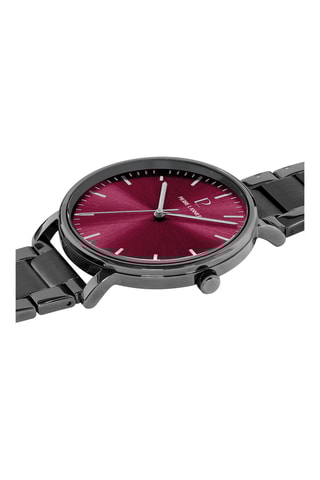 Montre à quartz en acier - Gris et bordeaux