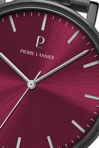 Montre à quartz en acier - Gris et bordeaux