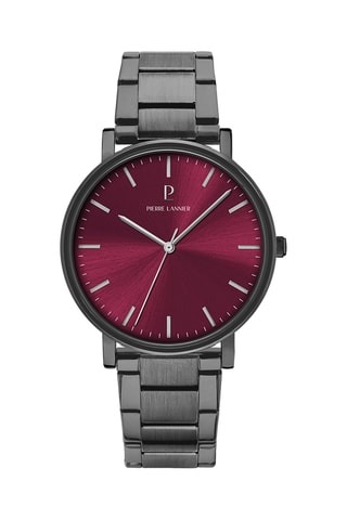 Montre à quartz en acier - Gris et bordeaux