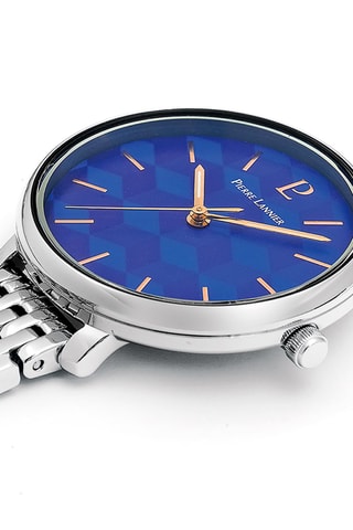 Montre à quartz en acier Mirage - Argenté et bleu roi