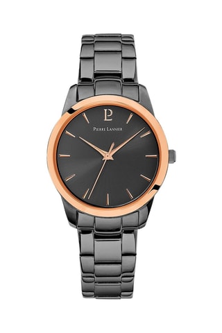 Montre à quartz en acier Roxane - Anthracite et doré rose