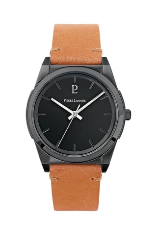 Montre à quartz en cuir Candide - Camel et noir